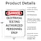 Signmission Portrait Electrical Testing Authorized Only Danger Sign, Plastic, 12in W x 18in L, 2PK OS-2PACK-DS-P-1218-V-1786 - alternate 3